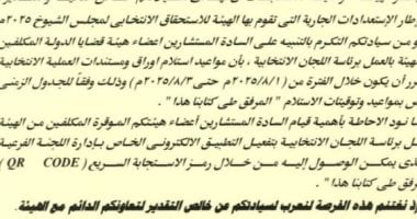 الهيئة الوطنية تُعلن مواعيد استلام أوراق انتخابات مجلس الشيوخ للدولة والنيابة الإدارية