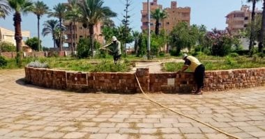 شاهد تجميل مدخل وحدائق مدينة جمصة في محافظة الدقهلية بالصور