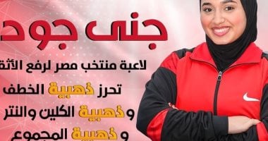جني جودة تحصد ثلاثة ميداليات ذهبية في بطولة أفريقيا لرفع الأثقال وشمس محمد يتوج بلقب وزن +86 كجم