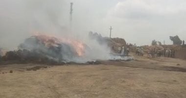 حريق كبير يلتهم كمية كبيرة من الكتان في قرية شبرا ملس بزفتى